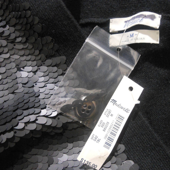 MADEWELL Black Sequin Cardigan Sweater NWT $135 - Picture 7 of 8